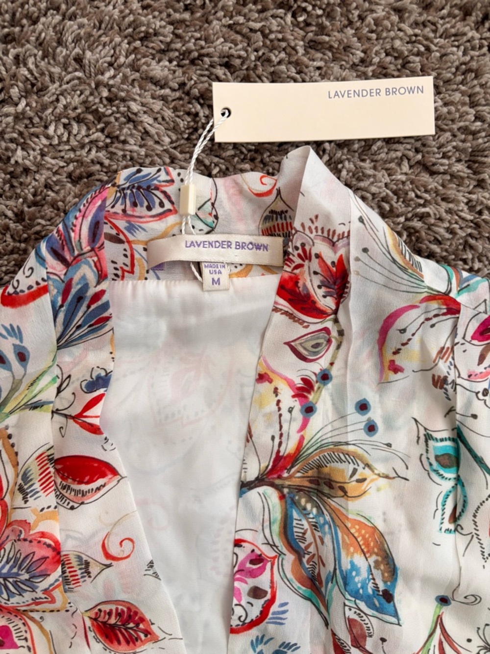 Lavender Brown 100% Silk Floral Romper – NWT | Boho Luxe | Size M - Picture 5 of 9